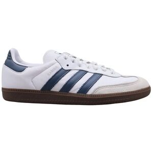 Adidas Samba Classic White Blue Leather Gum Sole Athletic Shoes Women's 9.5